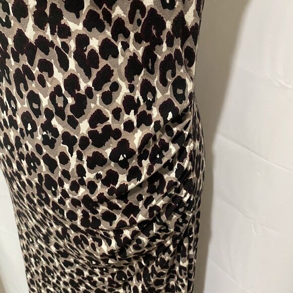 Ann Taylor Sheath Dress Small Sleeveless Leopard Print Cowl Neck Career - Picture 3 of 10